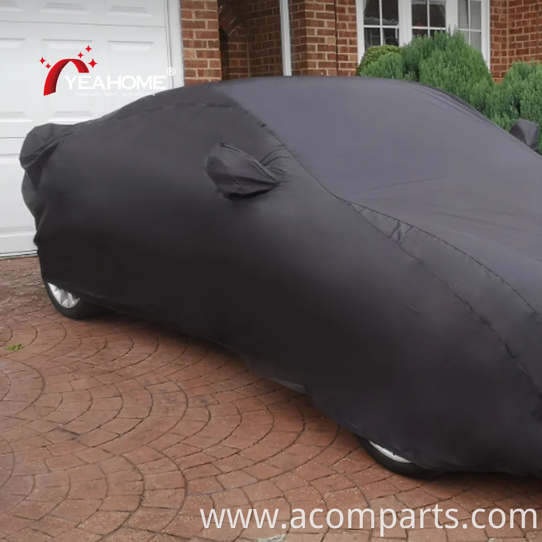 100% Polyester Black Outdoor Car Cover Water-Proof UV-Proof Customized Cover